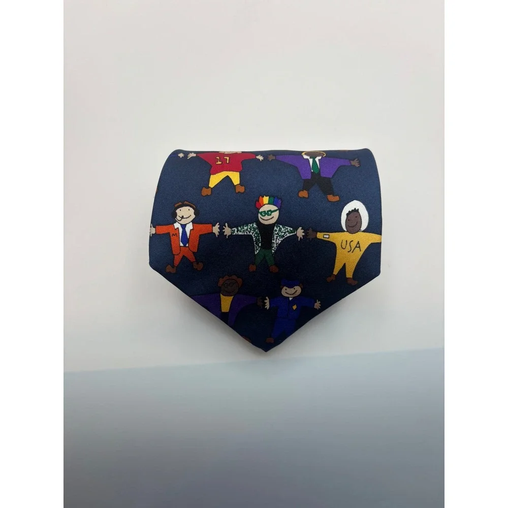 Save the Children Silk Tie Reach for the Stars Emily Age 11 Navy Blue USA Made